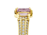 Yellow gold Fancy Pink Emerald  Solitaire Pave Split Shank Ring with Four-Prong Setting_92
