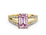 Yellow gold Fancy Pink Emerald  Solitaire Split Shank Pavé Diamond Engagement Ring_453