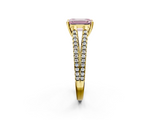 Yellow gold Fancy Pink Emerald  Solitaire Split Shank Pavé Diamond Engagement Ring_455