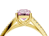 Yellow gold Fancy Pink Emerald  Solitaire Split Shank Pavé Diamond Engagement Ring_457