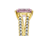 Yellow gold Fancy Pink Emerald  Solitaire Split Shank Pavé Diamond Engagement Ring_458