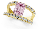 Yellow gold Fancy Pink Emerald  Solitaire Split Shank Pave Diamond Ring_50