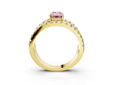 Yellow gold Fancy Pink Emerald  Solitaire Split Shank Pave Diamond Ring_52