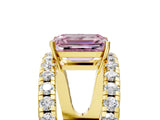 Yellow gold Fancy Pink Emerald  Solitaire Split Shank Pave Diamond Ring_54