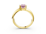 Yellow gold Fancy Pink Emerald  Solitaire Tension Set Diamond Ring with Wide Band_23
