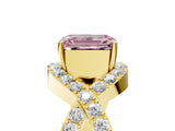 Yellow gold Fancy Pink Emerald  Solitaire Twist Band Pavé Diamond Engagement Ring_57