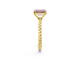 Yellow gold Fancy Pink Emerald  Solitaire Twist Band Ring with Four-Prong Setting_70