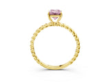 Yellow gold Fancy Pink Emerald  Solitaire Twist Band Ring with Four-Prong Setting_71