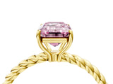 Yellow gold Fancy Pink Emerald  Solitaire Twist Band Ring with Four-Prong Setting_72