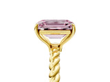 Yellow gold Fancy Pink Emerald  Solitaire Twist Band Ring with Four-Prong Setting_73