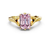 Yellow gold Fancy Pink Emerald  Solitaire Twist Band Six-Prong Setting 1