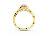 Yellow gold Fancy Pink Emerald  Solitaire Twist Band Six-Prong Setting 3