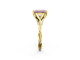 Yellow gold Fancy Pink Emerald  Solitaire Twist Band Six-Prong Setting 5