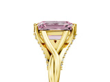 Yellow gold Fancy Pink Emerald  Solitaire Twist Band Six-Prong Setting