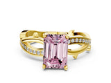 Yellow gold Fancy Pink Emerald  Solitaire Twist Band with Pavé Accents and Four-Prong Setting_20