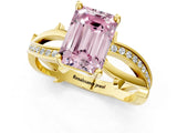 Yellow gold Fancy Pink Emerald  Solitaire Twist Band with Pavé Accents and Four-Prong Setting_21