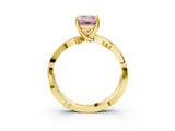 Yellow gold Fancy Pink Emerald  Solitaire Twist Band with Pavé Accents and Four-Prong Setting_23