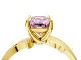 Yellow gold Fancy Pink Emerald  Solitaire Twist Band with Pavé Accents and Four-Prong Setting_24
