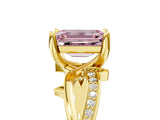Yellow gold Fancy Pink Emerald  Solitaire Twist Band with Pavé Accents and Four-Prong Setting_25