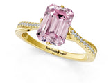 Yellow gold Fancy Pink Emerald  Solitaire Twist Band with Pavé Diamonds and Four-Prong Setting_54
