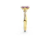 Yellow gold Fancy Pink Emerald  Solitaire Twist Band with Pavé Diamonds and Four-Prong Setting_55