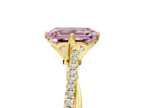 Yellow gold Fancy Pink Emerald  Solitaire Twist Band with Pavé Diamonds and Four-Prong Setting_58