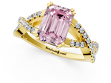 Yellow gold Fancy Pink Emerald  Solitaire Twist Band with Pavé Setting and Four-Prong Setting_18