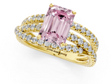 Yellow gold Fancy Pink Emerald  Solitaire Twist Band with Pavé Setting and Four-Prong Setting_77