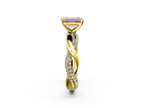 Yellow gold Fancy Pink Emerald  Solitaire Twist Band with Pave Prong Setting_29