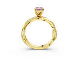 Yellow gold Fancy Pink Emerald  Solitaire Twist Band with Pave Prong Setting_30