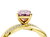 Yellow gold Fancy Pink Emerald  Solitaire Twist Band with Pave Prong Setting_31