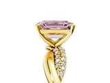 Yellow gold Fancy Pink Emerald  Solitaire Twist Band with Pave Prong Setting_32