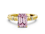Yellow gold Fancy Pink Emerald  Solitaire Twisted Band Prong Set Engagement Ring_61