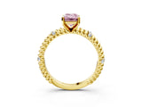 Yellow gold Fancy Pink Emerald  Solitaire Twisted Band Prong Set Engagement Ring_64