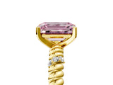 Yellow gold Fancy Pink Emerald  Solitaire Twisted Band Prong Set Engagement Ring_66
