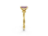 Yellow gold Fancy Pink Emerald  Solitaire Twisted Band with Bead Prong Setting_301