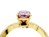 Yellow gold Fancy Pink Emerald  Solitaire Twisted Band with Bead Prong Setting_303