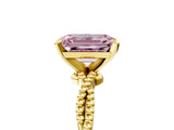 Yellow gold Fancy Pink Emerald  Solitaire Twisted Band with Bead Prong Setting_304