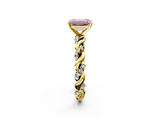 Yellow gold Fancy Pink Emerald  Solitaire Twisted Band with Pavé Accents and Four-Prong Setting_5