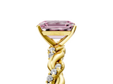 Yellow gold Fancy Pink Emerald  Solitaire Twisted Band with Pavé Accents and Four-Prong Setting_8
