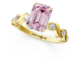Yellow gold Fancy Pink Emerald  Solitaire Twisted Band with Prong Setting 1