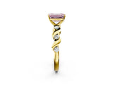 Yellow gold Fancy Pink Emerald  Solitaire Twisted Band with Prong Setting 2