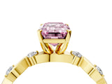 Yellow gold Fancy Pink Emerald  Solitaire Twisted Band with Prong Setting 4