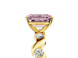 Yellow gold Fancy Pink Emerald  Solitaire Twisted Band with Prong Setting 5