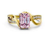 Yellow gold Fancy Pink Emerald  Solitaire Twisted Band with Prong Setting_3