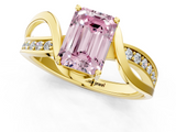 Yellow gold Fancy Pink Emerald  Solitaire Twisted Band with Prong Setting_4