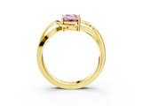 Yellow gold Fancy Pink Emerald  Solitaire Twisted Band with Prong Setting_6