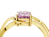Yellow gold Fancy Pink Emerald  Solitaire Twisted Band with Prong Setting_7