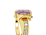 Yellow gold Fancy Pink Emerald  Solitaire Twisted Band with Prong Setting_8