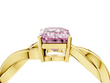 Yellow gold Fancy Pink Emerald  Solitaire Twisted Pave Diamond Ring with Four-Prong Setting_106